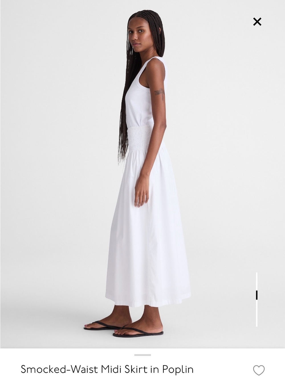 NWOT Madewell Smocked-Waist Poplin Midi Skirt, XXS - Picture 3 of 9